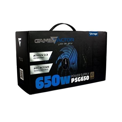 Fuente de Poder Game Factor PSG650 80 PLUS Bronze, 20+4 pin ATX, 120mm, 650W, Negro  