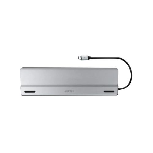 Acteck Docking Station Port X DH690 USB C, 3x USB A 3.0, 2x USB C 3.0, 2x USB A 2.0, 1x HDMI, 1x VGA, 1x RJ-45, Plata  