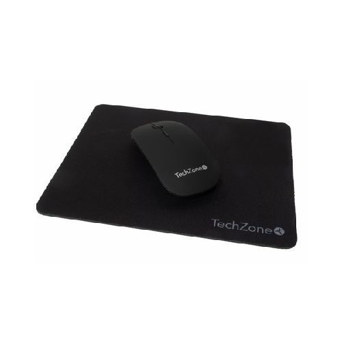 Mouse TechZone Láser TZ18MOUINAMP-NG, Inalámbrico, USB, 1600DPI, Negro - incluye Mousepad  