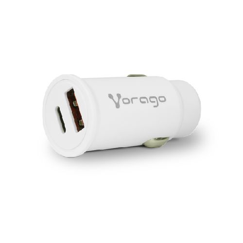 Cargador de Auto Vorago 1 x USB-C 1 x USB-A Blanco  