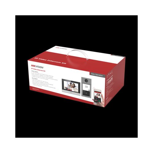 Kit de Videoportero Hikvision, IP, Wi-Fi, Frente de calle IK08 & IP65, Soporta PoE, Compatible con HikConnect, Modelo:  DS-KIS604-P(C)