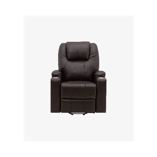 Sillón Reclinable Eléctrico Phoenix de Tacto Piel con Elevador, Masajeador y Calefacción Chocolate  