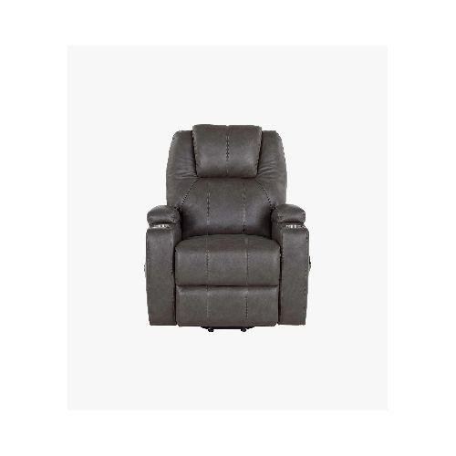 Sillón Reclinable Eléctrico Phoenix de Tacto Piel con Elevador, Masajeador y Calefacción Gris  