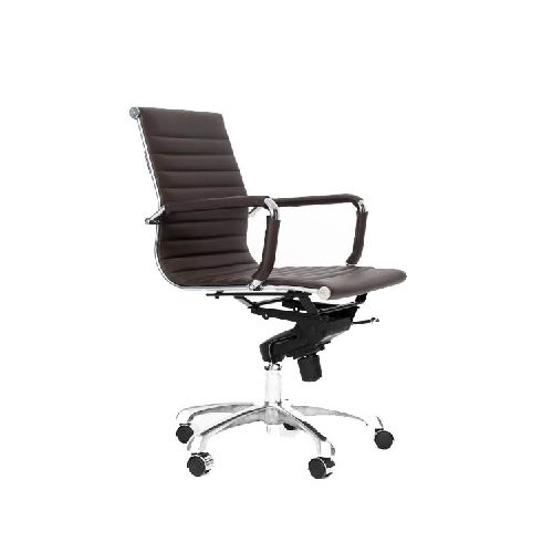 Silla Eames Aluminium Bajo Piel Italiana café - Grupo Microtec