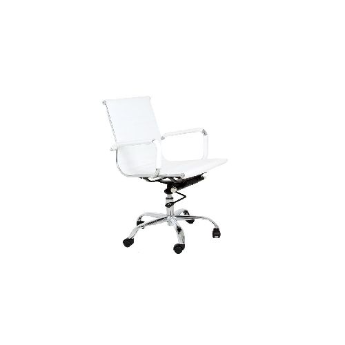 Silla Eames Aluminium Bajo Piel Soft Revolving blanco - Grupo Microtec