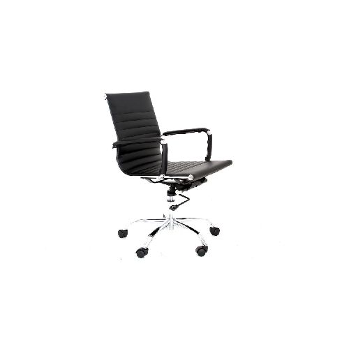 Silla Eames Aluminium Bajo Piel Soft Revolving negro - Grupo Microtec