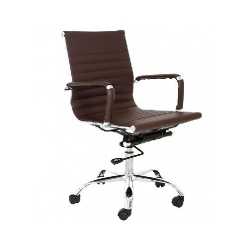 Silla Eames Aluminium Bajo Piel Soft Revolving café - Grupo Microtec