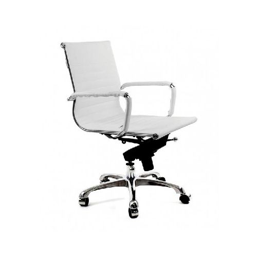 Silla Eames Aluminium Bajo Piel Italiana blanco - Grupo Microtec