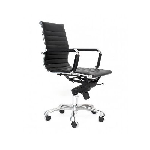 Silla Eames Aluminium Bajo Piel Italiana negro - Grupo Microtec