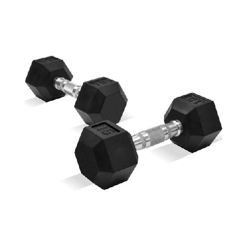 2 Mancuernas Hexagonales 15lb 6.8 Kg Kit Pesas Fitness Gym