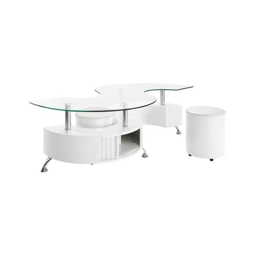 Mesa de Centro Buckley Blanca con Cristal 3 Piezas  