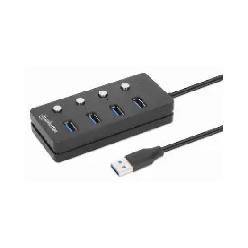 redes multiplicador puertos usb (hub) manhattan 180887 Hub Usb Manhattan, 4 Puertos, Cable 1.5 M, Velocidad 5000 Mbit/s, Usb A, 5gbps, Color Negro