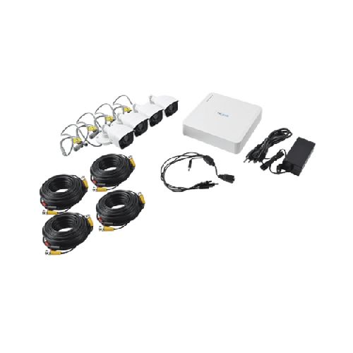 Kit De Vigilancia Hilook Cctv, Dvr 4 Canales, 4 Camaras Bala, 1mp, Ip66, Con Accesorios  