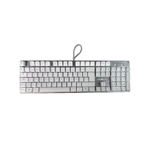 Teclados teclados alambricos game factor KBG400-WH-RD Teclado Mecanico Game Factor Kbg400, Switch Kred Mecanico Red, Retroilumando, Usb, Gris/blanco