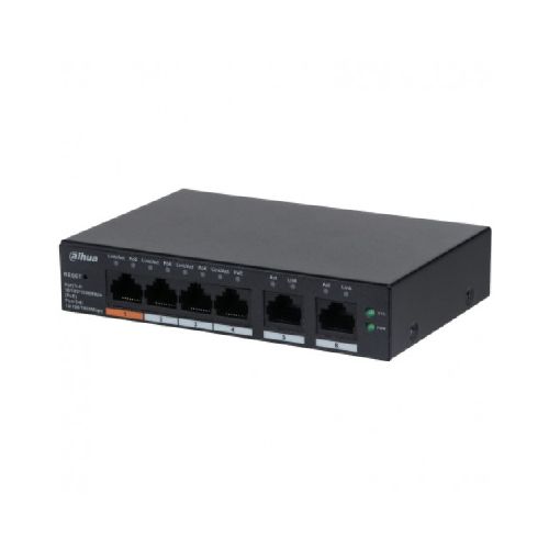 Switch Dahua 6 Puertos Gigabit Ethernet, 4 Puertos Poe 10/100/1000 + 2 Puertos Uplink, 60w, 12 Gbit/s  