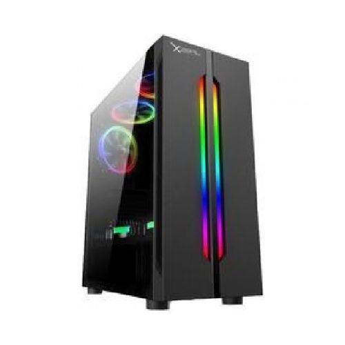 Gabinete Gamer Xzeal Xz120 Torre Atx, Panel Lateral Vidrio Templado, 3 Vent.120mm Rgb, Sin Fuente, Negro  