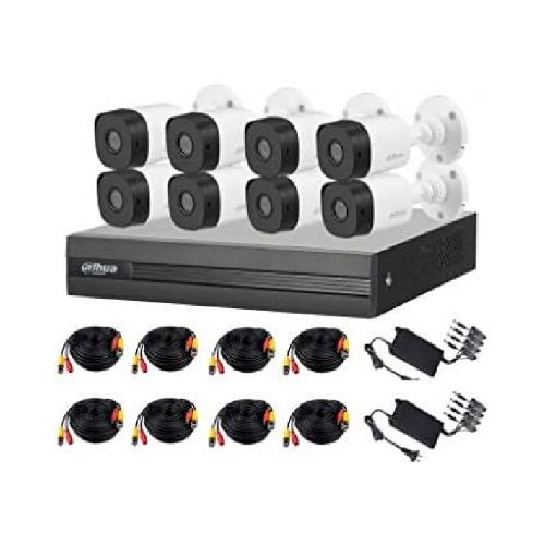 Kit De Vigilancia Dahua Cctv, Dvr 8 Canales, 8 Camaras Bala Metalicas, 2mp, Ip67, Con Accesorios  