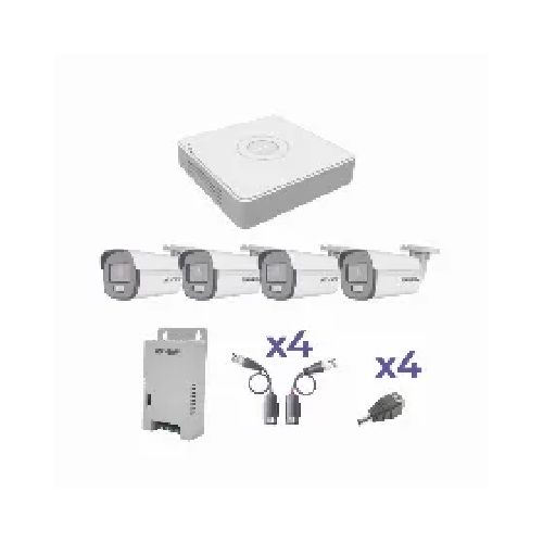 vigilancia Kit Dvr/nvr Con Camaras Hikvision Kh1080pl4bc Kit De Vigilancia Hikvision Cctv, Dvr 4 Canales, 4 Camaras Colorvu, 2mp, Ip67, Con Accesorios