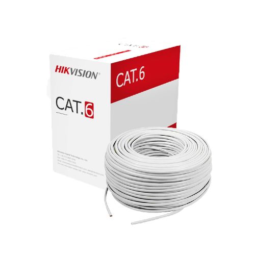 Bobina De Cable Utp Hikvision, 305 Metros, Cat6, Interior, Para Redes Y Video, Blanco  