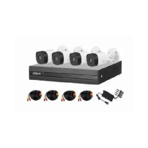 vigilancia Kit Dvr/nvr Con Camaras Dahua Dh-kit/xvr1b04-i/4-b1a21n-0360b Kit De Vigilancia Dahua Cctv, Dvr 4 Canales, 4 Camaras Bala, 2mp, Con Accesorios