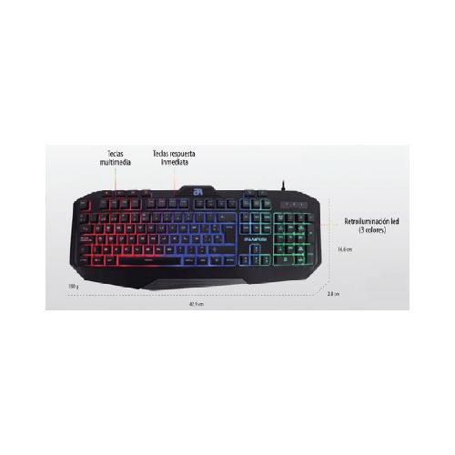 Teclado Gaming Balam Rush Gunfire, Usb 1.8m, Retroiluminacion, 111 Teclas, 13 Teclas Mutimedia, Br-929639  