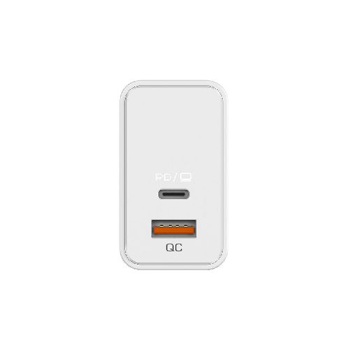 Cargador Genius 65w 2 Puertos (usb Tipo-c Y Usb Tipo-a), Blanco  