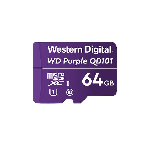 Memorias memorias micro sd western digital WDD064G1P0C Memoria Micro Sd Western Digital Purple 64gb Sdxc Qd101, Videovigilancia 24/7, Resistente Temperatura