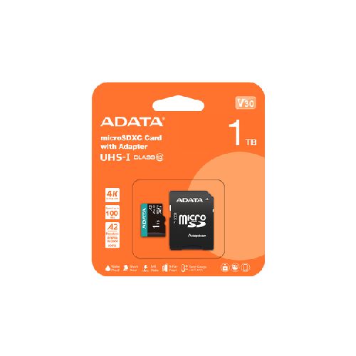 memorias memorias micro sd adata AUSDX1TUI3V30SA2-RA1 Memoria Micro Sd Adata, 1tb, Velocidad 100 Mb/s, Clase 10, 4k, C/adaptador, Color Negro