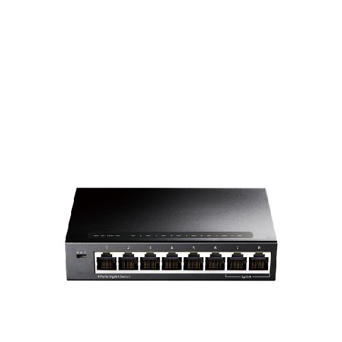 Switch De Red Cudy Gs108 8 Puertos Rj45 Gigabit Ethernet (10/100/1000), Metal, Color Negro  