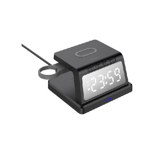 Reguladores, nobreaks y energia cargadores usb carro/casa acteck AC-937146 Cargador Inalambrico Qi Acteck Energon S-mate Ci730, Reloj Digilal, Usb, 15w, Negro