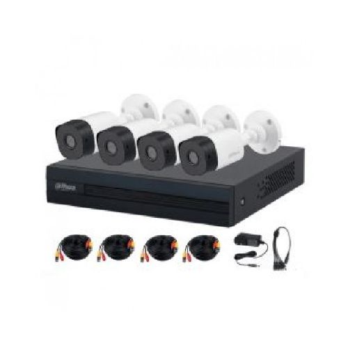 Kit De Vigilancia Dahua Cctv, Dvr 4 Canales, 4 Camaras Con Microfono, 2mp, Ip67, Con Accesorios  