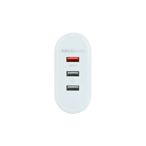 Cargador Mobifree Mb-923378 100 - 240 V, Universal, Interior, 3usb, Carga Rápida, Blanco  