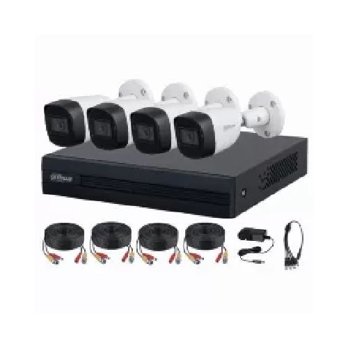 vigilancia Kit Dvr/nvr Con Camaras Dahua Dh-kit/xvr1b04-i/4-hfw1239cn-a-led-0280b Kit De Vigilancia Dahua Cctv, Dvr 4 Canales, 4 Camaras Full Color Con Microfono, 2mp, Ip67, Con Accesorios