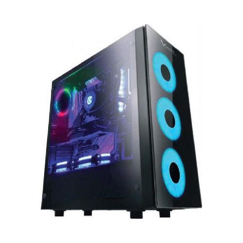 Gabinete Xzeal Xz110-1 Torre Atx, Panel Lateral Vidrio, 3x Ventiladores Rgb, Sin Fuente, Negro  