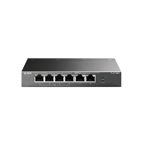 Switch Tp-link De 6 Puertos Tl-sf1006p, 6x Puertos Rj45 De 10/100 Mbps, 4x Puertos Poe+ 74w  