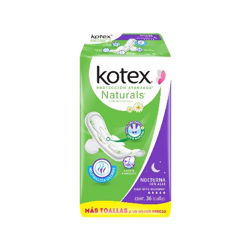 TOALLAS FEMENINAS  NOCTURNAS C/ ALAS 36PZA  KOTEX  1.0 - PZA - Tienda | Calimax en linea