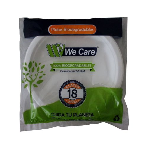 Plato Foam  #8 Liso Biodegradable  Wecare  18.0 - - Tienda | Calimax en linea