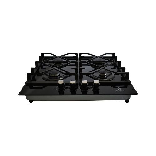 Parrilla de gas 4Q-TG-60 empotrable de 4 quemadores de cristal templado color negro