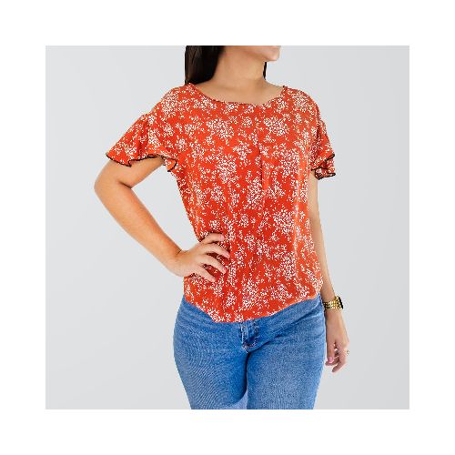 Blusa Casual color Rojo Ladrillo para Dama