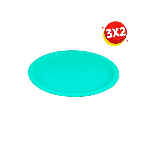 3X2 Plato Trinche Redondo 22cm color Aqua  