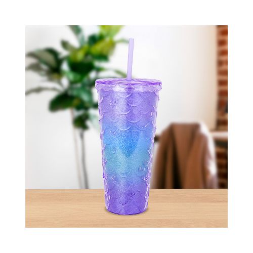 Vaso Decorado con Popote, 650ml  