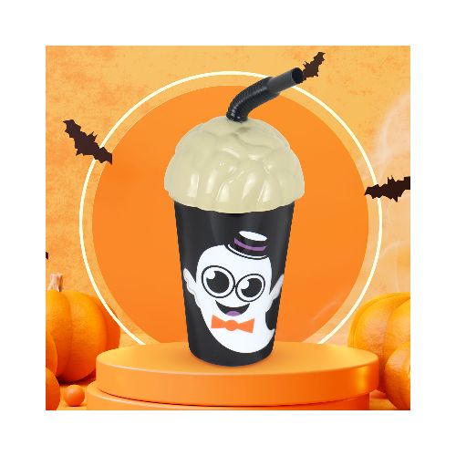 Vaso color Negro con Diseño de Cerebro para Halloween  