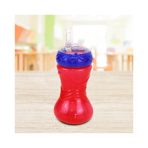 Vaso Nuby con Tapa y Popote para Niños, Color Rojo.  