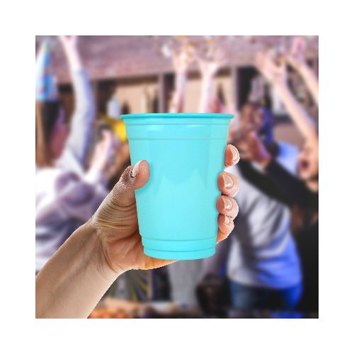 Vaso de Plástico para Fiesta, Color Azul, 40 pzas, 470ml  