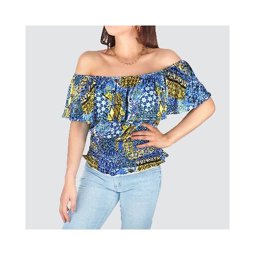 Blusa Campesina para Dama, color Azul