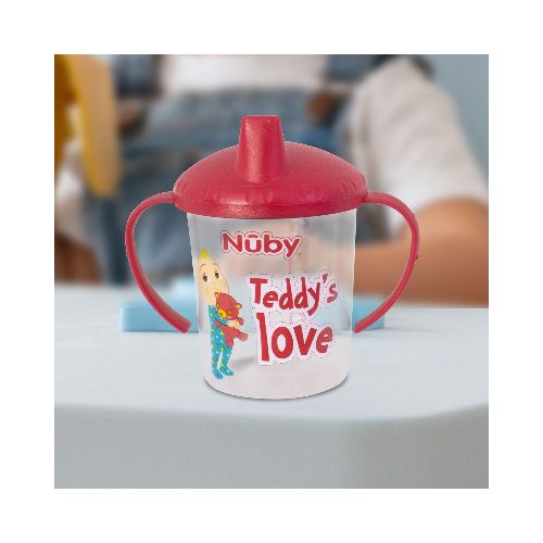 Vaso entrenador con Boquilla de Cocomelon Teddy´s Love color Fiusha 240ml  