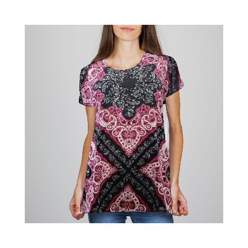 Blusa Casual color Rosa con Negro para Dama