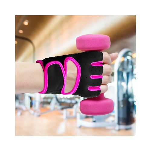 Guantes para Gym, color Negro con Fucsia