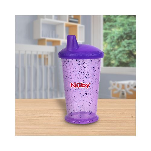 Vaso Nuby Sparks de Flujo Libre con Boquilla Rígida, Morado  