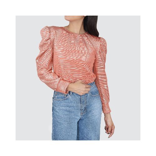 Blusa de Manga Corte Tipo Princesa para Dama, color Naranja